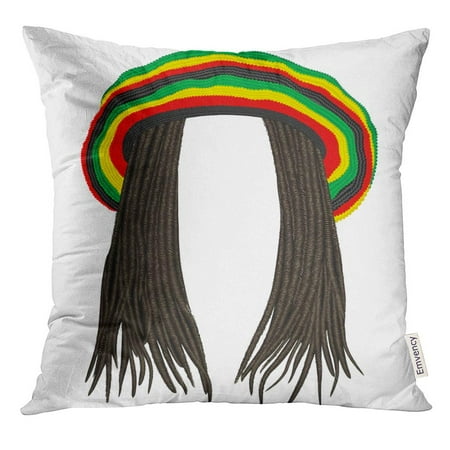 ARHOME Colorful Rastafarian Jamaican Rasta Hat Hair Dreadlocks Reggae Funny Avatar Wig Pillow Case 16x16 Inches Pillowcase