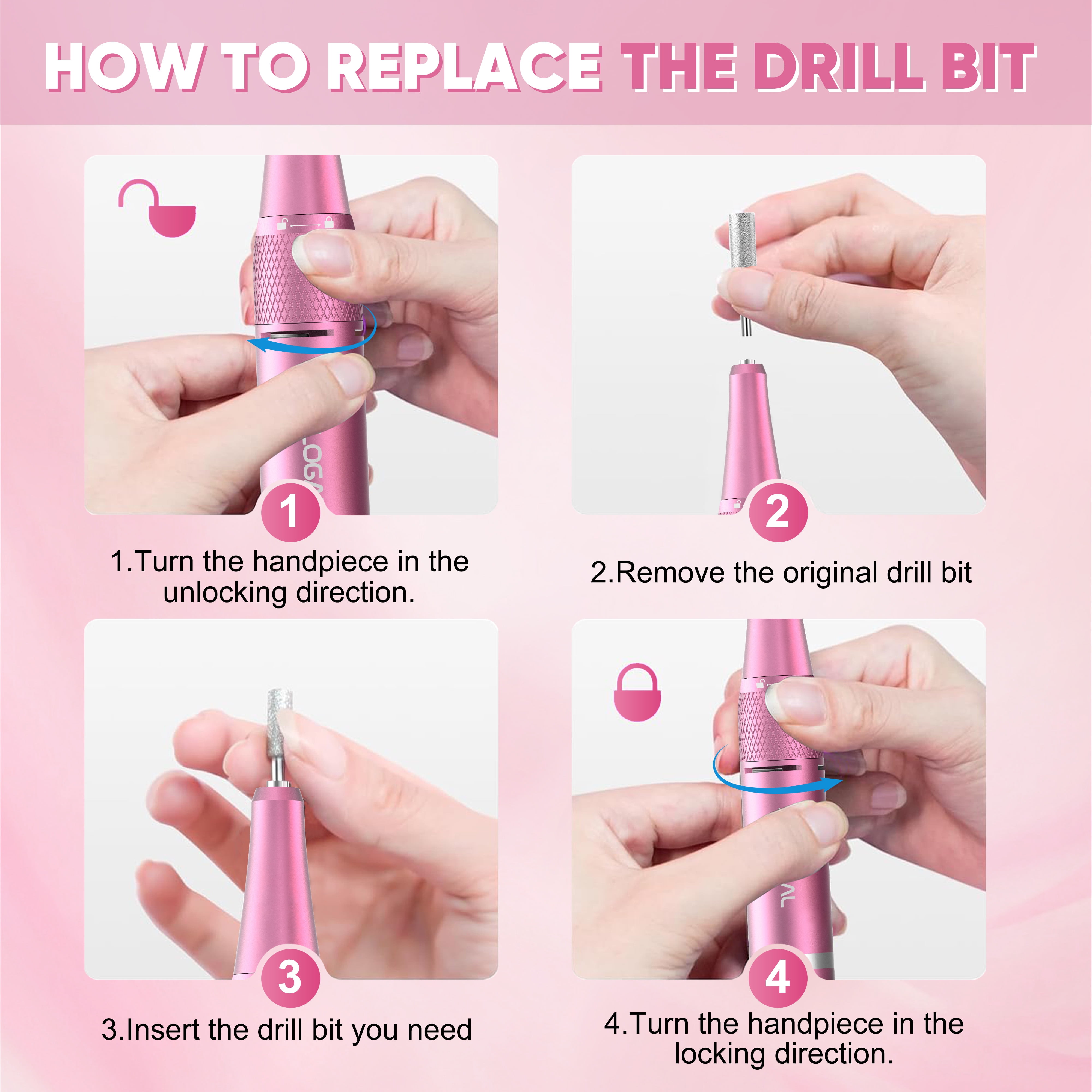 Sdlogal 3-in-1 Electric Nail Drill Polisher with Vacuum Cleaner, 45000 RPM, Polishing,Variable Speed