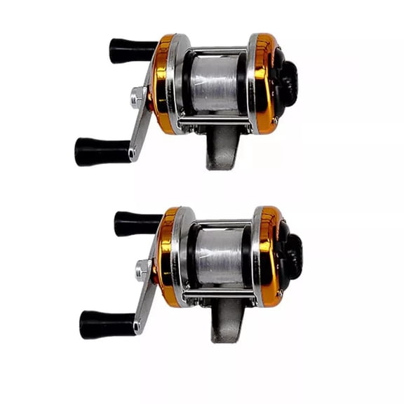 Mini Fishing Reel 2 Pack Aluminum Spool Spinning Reel 3.0:1 Ratio for Ice Fishing and Light Freshwater Use