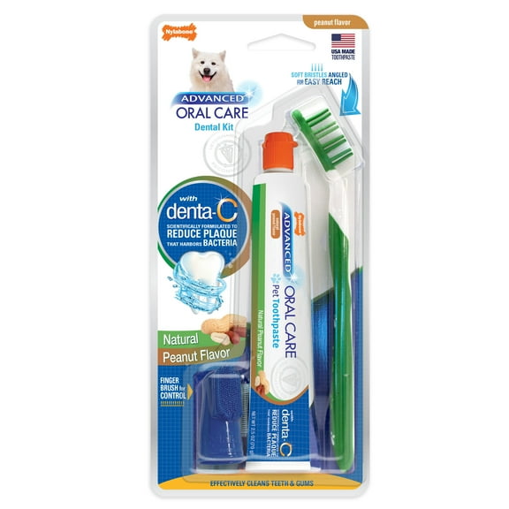 Nylabone Advanced Oral Care Natural Dog Dental Kit Peanut Butter 2.5 Ounce (3 Count)
