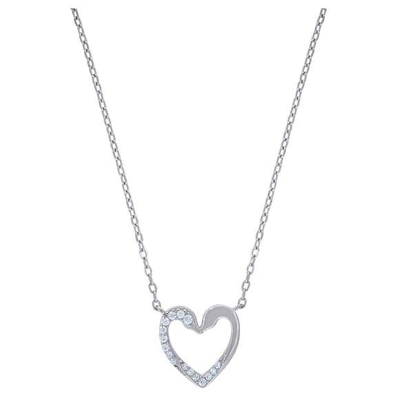 925 Sterling Silver Womens Cubic Zirconia Swan Love Heart Rolo Link Necklace 12.8x13.8mm Wide Pendant Necklace for Women