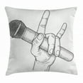 thumbnail image 1 of Popstar Party Throw Pillow Cushion Cover, Hand Drawn High Sign for Rock Music Lovers and Microphone Sketch Art, Decorative Square Accent Pillow Case, 20 X 20 Inches, Black and White, by Ambesonne, 1 of 2