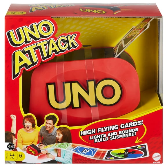 UNO Attack Card Game for Family Night with Card Launcher Featuring Lights & Sounds