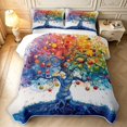 thumbnail image 2 of Homewish Rainbow Tree Of Life Twin Quilt Set,Colorful Fruit Twin Coverlet Set,White Blue,Polkadot Reversible,2 Pieces, 2 of 7