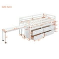 thumbnail image 5 of Pinovk Twin Size Loft Bed with Retractable Writing Desk and 4 Drawers, Wooden Loft Bed with Lateral Portable Desk and Shelves, White, 5 of 23