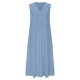 thumbnail image 5 of Fiaer Linen Dresses for Women Summer Tanks Dress V-Neck Sleeveless Maxi Dress Casual Button up Dresses Blue XL, 5 of 5