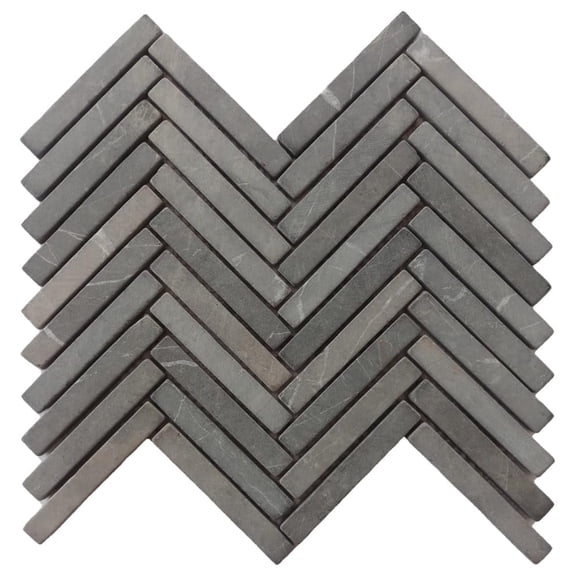 CNK Tile Grey Small Chevron Mosaic Stone Tile for Shower Backsplash and Bathroom Décor, 12" x 12