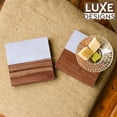 thumbnail image 5 of Luxe Designs | Marble and Wood Square Coasters without Holder - 4 Piece Absorbent Wood Coaster Set for Home, Bar, and Wooden Table, 5 of 6