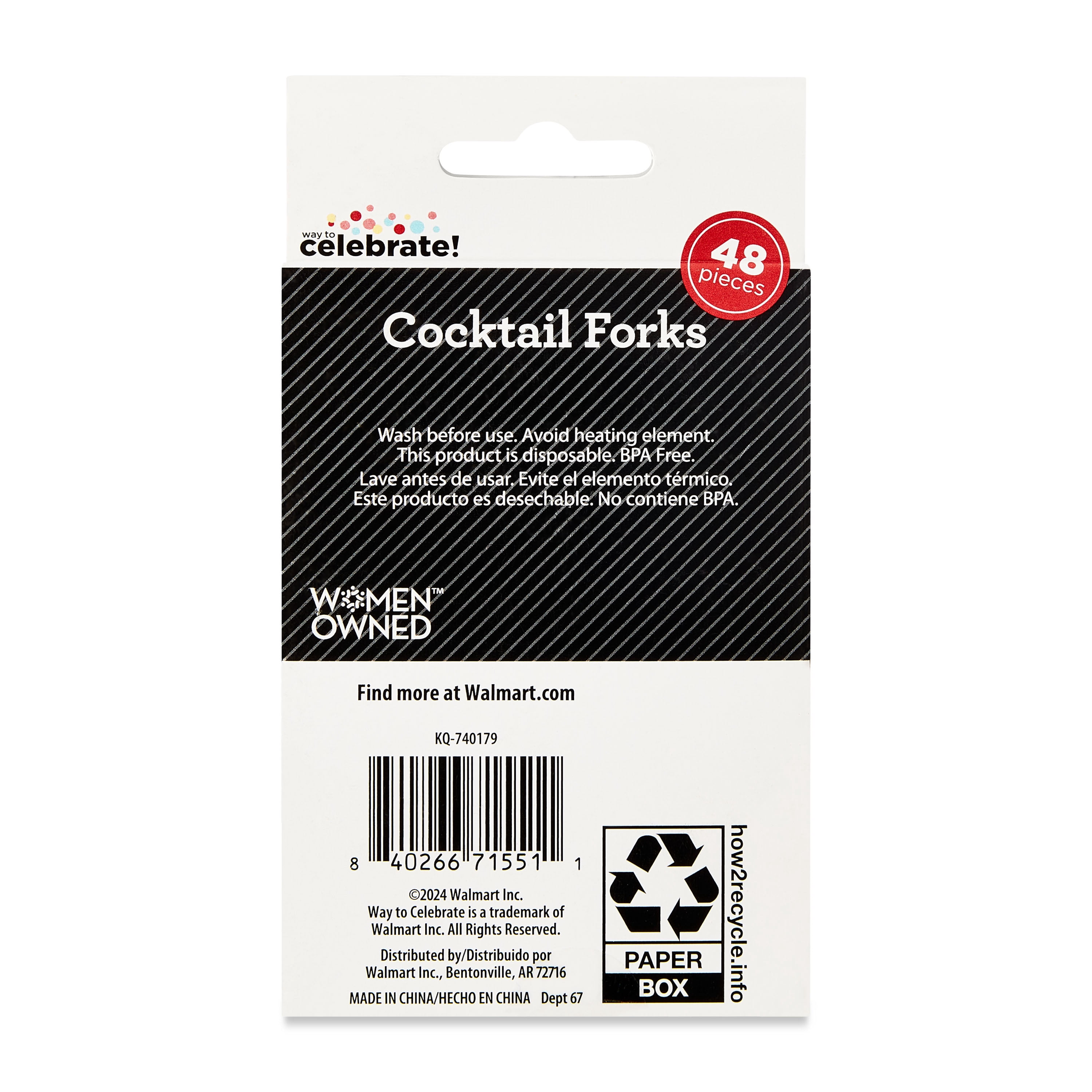 48 Count, 4.1 IN Clear Disposable Plastic Cocktail Forks, by Way To Celebrate