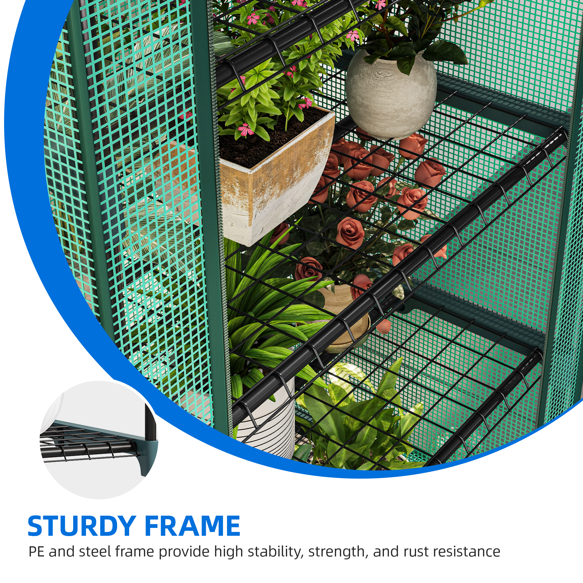 Dextrus 4-Tier Outdoor Compact Garden Shelter Mobile Walk-in Plant