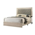 thumbnail image 2 of Bed Frame Contemporary 1pc Cream Finish Eastern King Size Bed Bedroom Furniture Gray V-Design Headboard Rubberwood 1pc Bedframe, 2 of 8