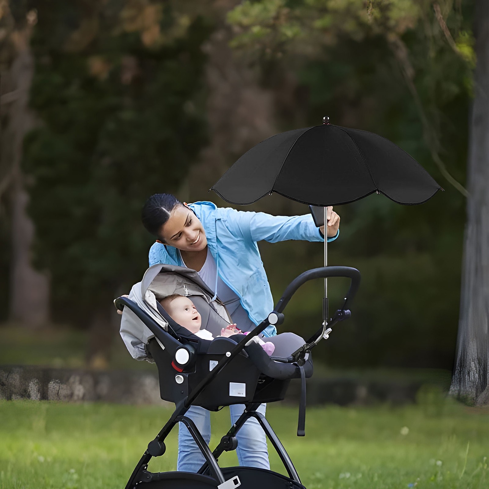 Baby Stroller Parasol with Clamp Universal Umbrella Foldable Sun Shade ...