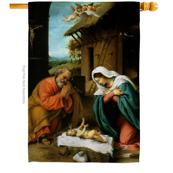 Ornament Collection  The Nativity Religious Faith Double-Sided Garden Decorative House Flag, Multi Color