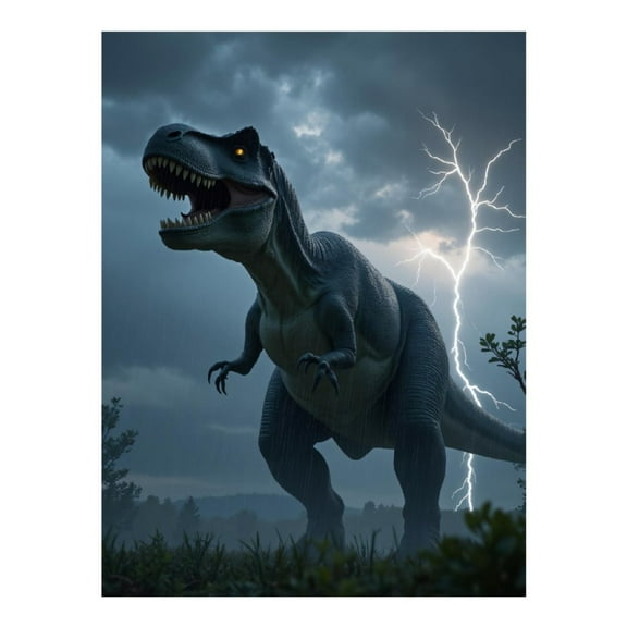 Diamond Art Kit for Adults, Stormy Dinosaur Lightning Scene Diamond Painting for Adults Beginners, DIY Diamond Art Painting Kits, 5D Diamond Painting Crafts for Home Decor 12x16 Frameless