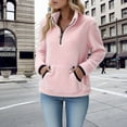 thumbnail image 3 of Comdrip Half Zip Sweatshirt Women, Womens Fleece Jumper Jacket Hoodies Pullover Casual Top Fuzzy Long Sleeve Stand Collar Cozy Coat Tops with Pockets 1/4 Zip Fleece Pullover Womens Pink S, 3 of 6