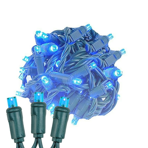 Novelty Lights 24ft 70 LED Blue Christmas Lights Outdoor/Indoor, 4" Spacing, Green Wire String Lights for Festive Xmas Lighting, IP55, UL Listed, Dimmable, Connectable