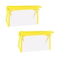 thumbnail image 3 of Bolsa de lápices con cremallera, 2 piezas, bolsas de cosméticos para maquillaje, estuche para lápices, accesorios impermeables, bolsa de aseo, soporte amarillo, 3 of 9