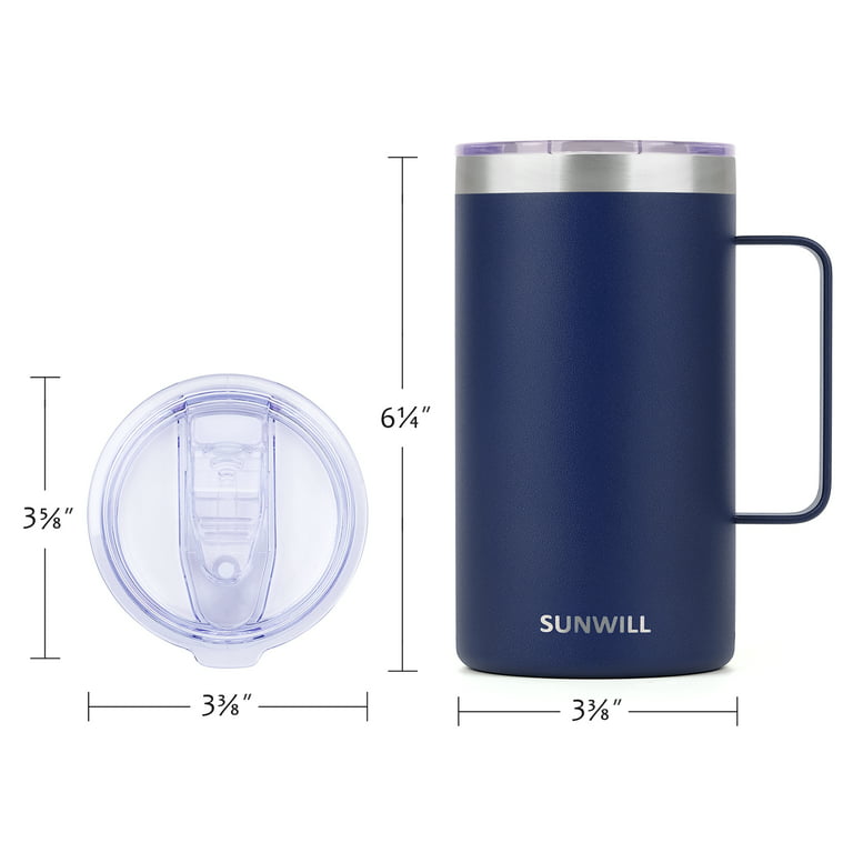 SUNWILL Insulated Coffee Mug, Stainless Steel Travel Cup with Lid, 22oz,  Navy 