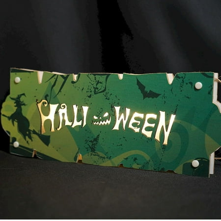 

Special Savings! Halloween Hanging Decorations Light Up Halloween Wreath For Front Door Welcome Door Sign For Porch Window Outdoor Indoor Home Party Decor