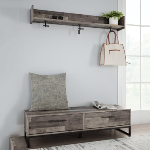 Coat Rack Wall Mount, Storage Bench, Long Coat Rack for Wall, Wood Coat