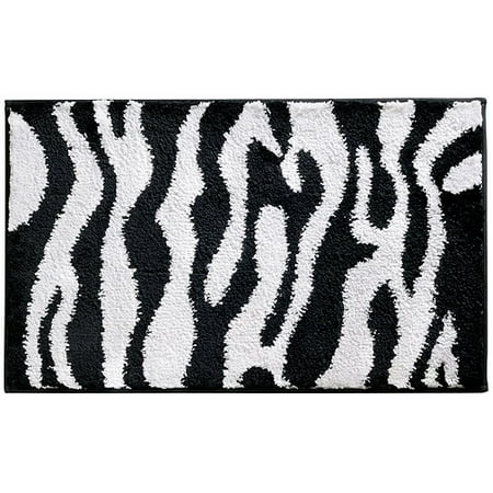 Zebra Bath Rugs - InterDesign Microfiber Zebra Bathroom Shower Accent Rug, 34
