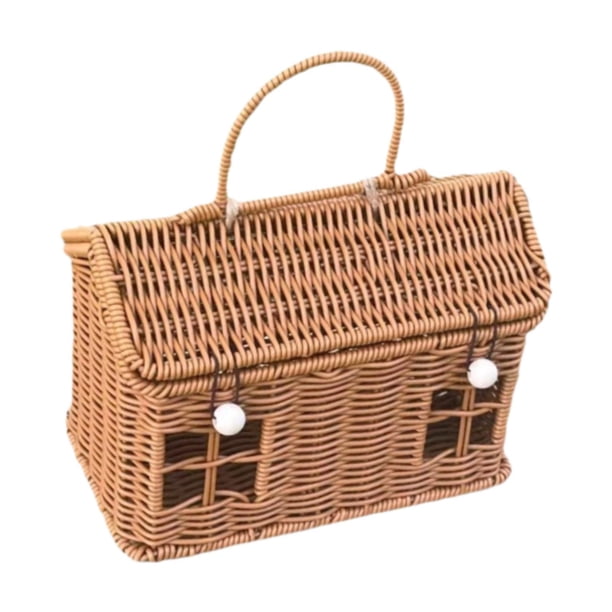 Cesta para envolver regalos, cesta de ratán tejida, organizador de estanterías de arte portátil decorativo, caja de maleta para decoración de