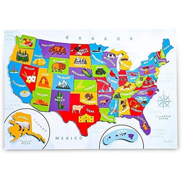 Mapa de Rompecabezas de los Estados Unidos 44 Piezas Juvale