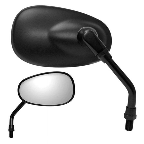 K Source 941020BP - 4-3/4" x 2-3/4" Foldaway Right Side Oval Matte Black Mirror