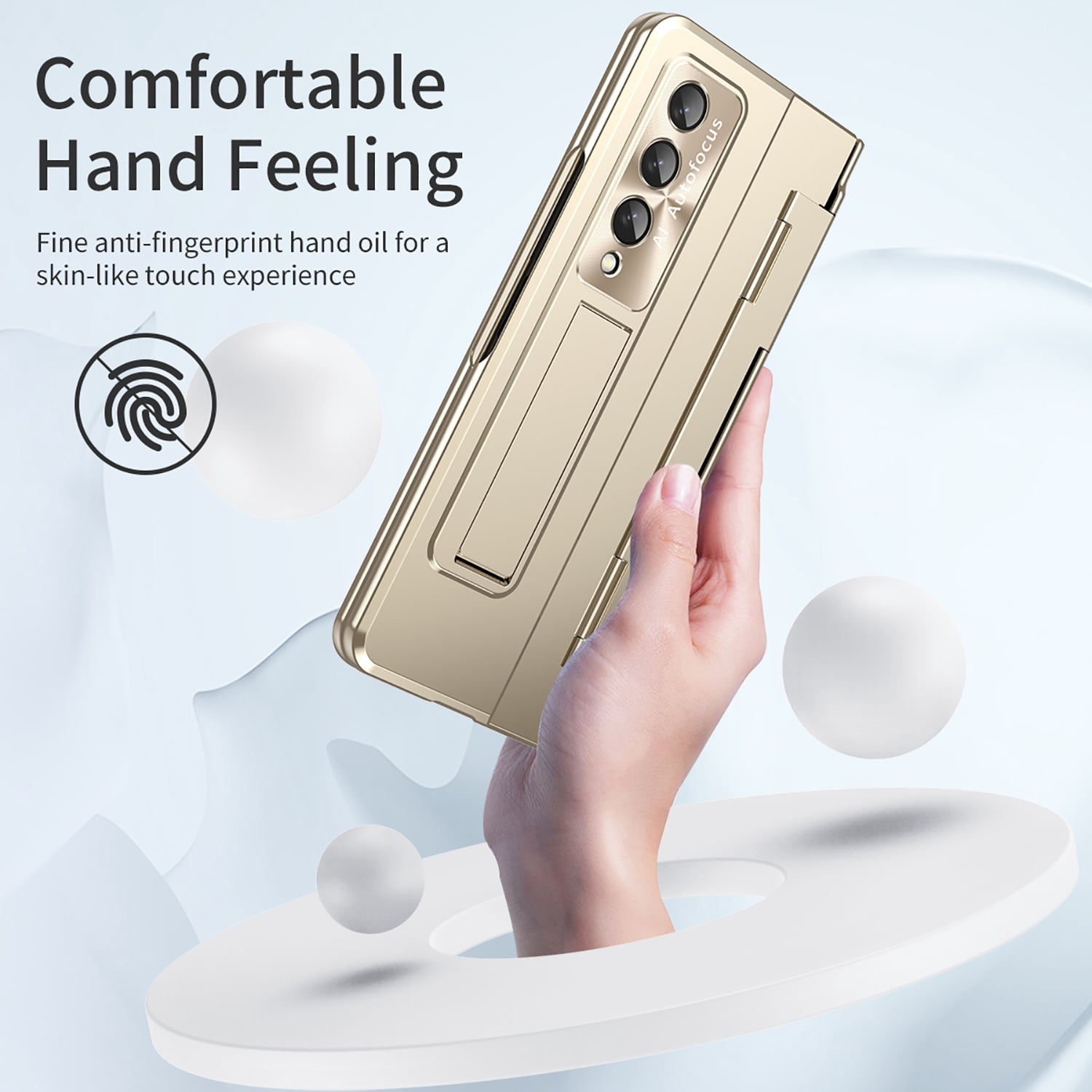 for Samsung Galaxy Z Fold 4 Case Magnetic Hinge Protection Built-in S Pen Holder with Front Glass Kickstand All-Inclusive PC Shockproof Case Wireless Charging for Samsung Z Fold 4 5G 2022, Gold