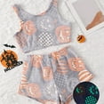 thumbnail image 2 of WTOBBY Women's Flannel Pajama Set Glow-in-Dark Pumpkin Print Sleeveless Vest & Pants Two-Piece Warm Sleepwear Fall Winter Loungewear,Yellow L, 2 of 3
