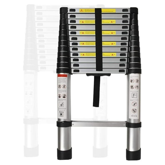 Aluminum Telescopic Extension Ladder Collapsible Ladder, One-Button Retraction Extension Ladder,Multi-Use, 330 lbs Capacity,10.5FT / 3.2M