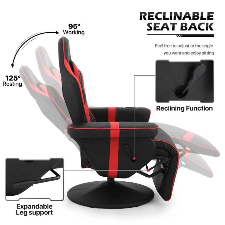 MoNiBloom Video Gaming Chair Racing Style Single Living Room Sofa Recliner with Adjustable Lumbar Support & Headrest, Ergonomic Comfortable Home