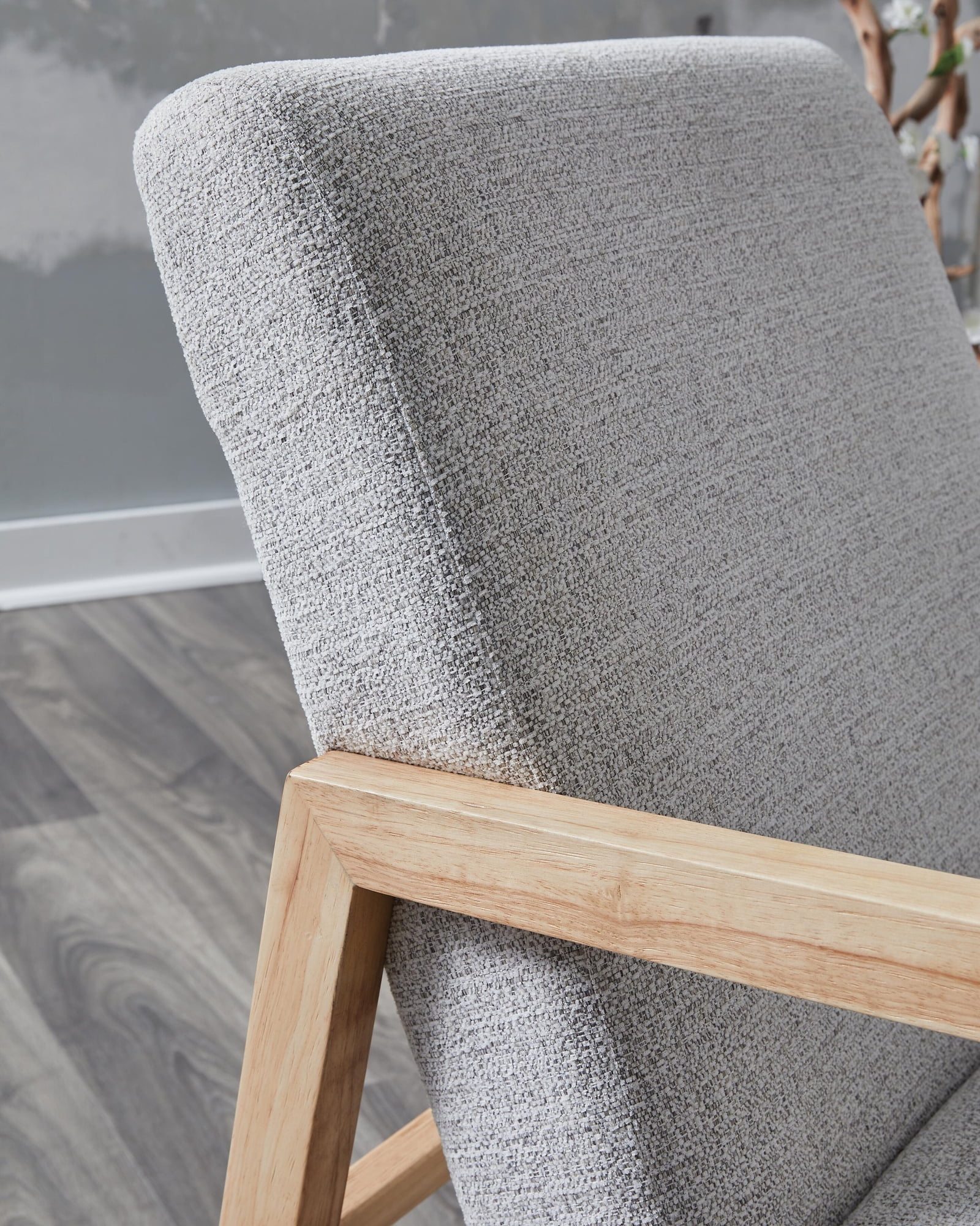 Signature Design by Ashley Wychworth Rocking Accent Chair, Gray/Natural, Upholstered Nursery Rocker with Wood Frame and Performance Fabric