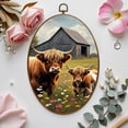thumbnail image 7 of Canvas Wall Art Rustic Highland Cow Watercolor Farmhouse Animal Cattle Grassland Daisy Oval Framed Canvas Prints Vintage Wall Hanging Decor for Office Kitchen Bathroom Gifts For Women 8.6"x11.4", 7 of 7