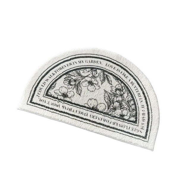 facefd Floor Rug Soft Indoor Decor Wide Applications for Kitchen Doorway Bedroom Flower Semi-circle