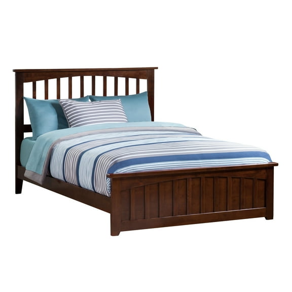 AFI Mission Full Traditional Bed with Matching Footboard and Turbo Charger in Walnut