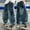 C-Blue, variant on CHENge Toddler Boy's Baggy Jeans Elastic Waist Pull On Denim Pants Classic Straight Wide Leg Jeans for Kids Infant