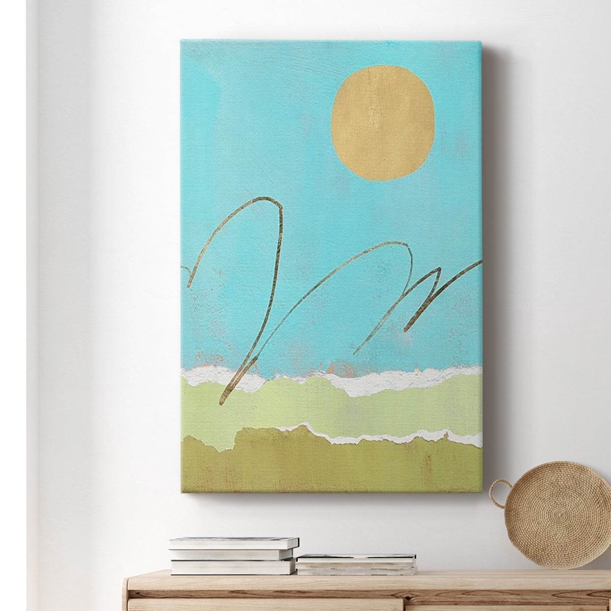 Green and Gold Pieced Landscape II Premium Gallery Wrapped Canvas - Ready to Hang