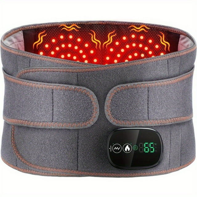 MesaSe Heat Belt Back with Vibration Massage Heating Pad Heat Pad Heating Belt with 3 Quick Heating Temperature Levels Heating Belt with Battery for Lower Back