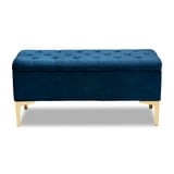 Baxton Studio Valere Glam and Luxe Navy Blue Velvet Fabric Upholstered ...