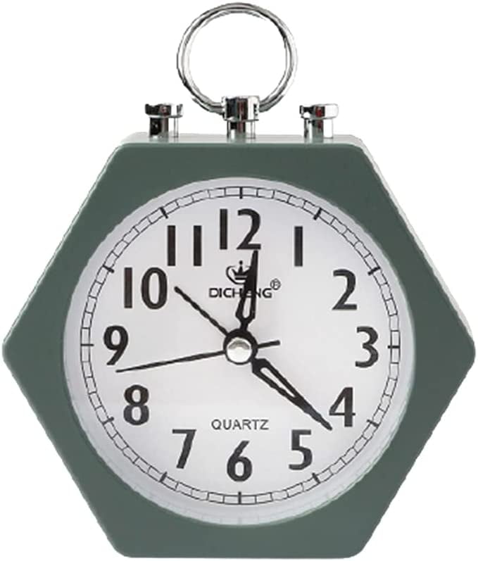 Small Table Clocks Decorative Analog Alarm Clock Hexagon Bedside Table Clock green