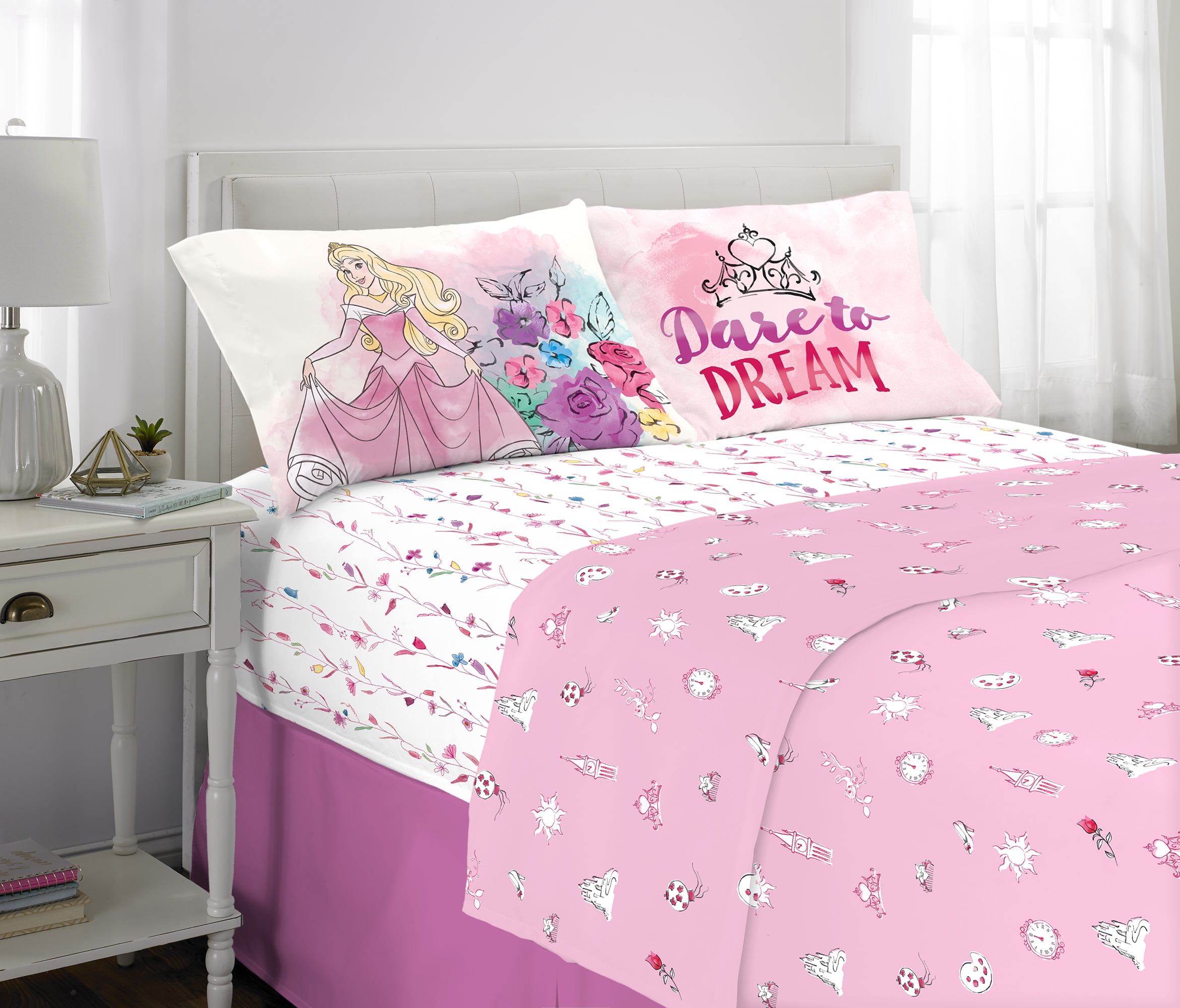 Disney Princesses Bed Sheets Set, Kids Bedding, Sleeping Beauty Aurora