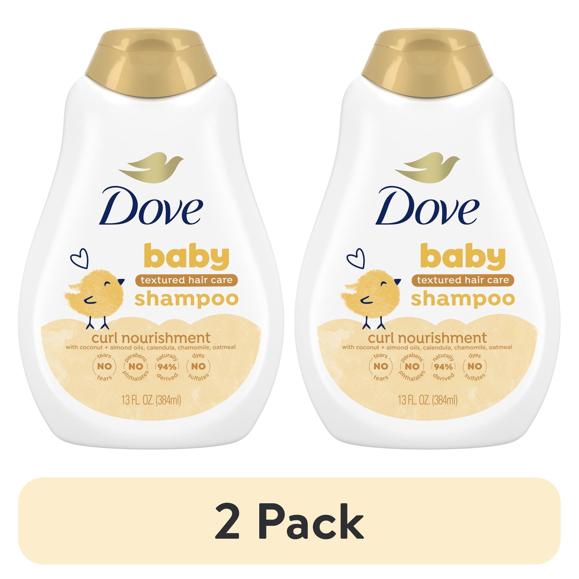 (2 pack) Baby Dove Textured Hair Care Baby Shampoo for Baby's Curly Hair Curl Nourishment Tear-Free and Hydrating ,13 fl oz