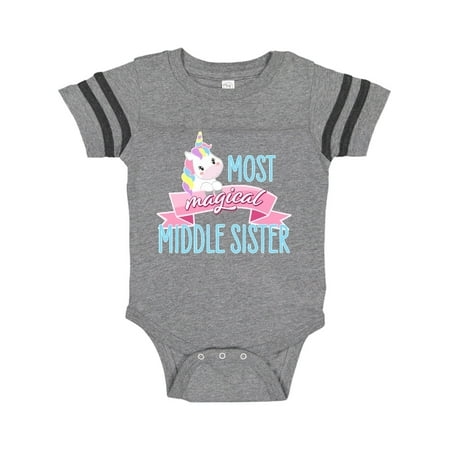 

Inktastic Most Magical Middle Sister- cute unicorn Gift Baby Girl Bodysuit
