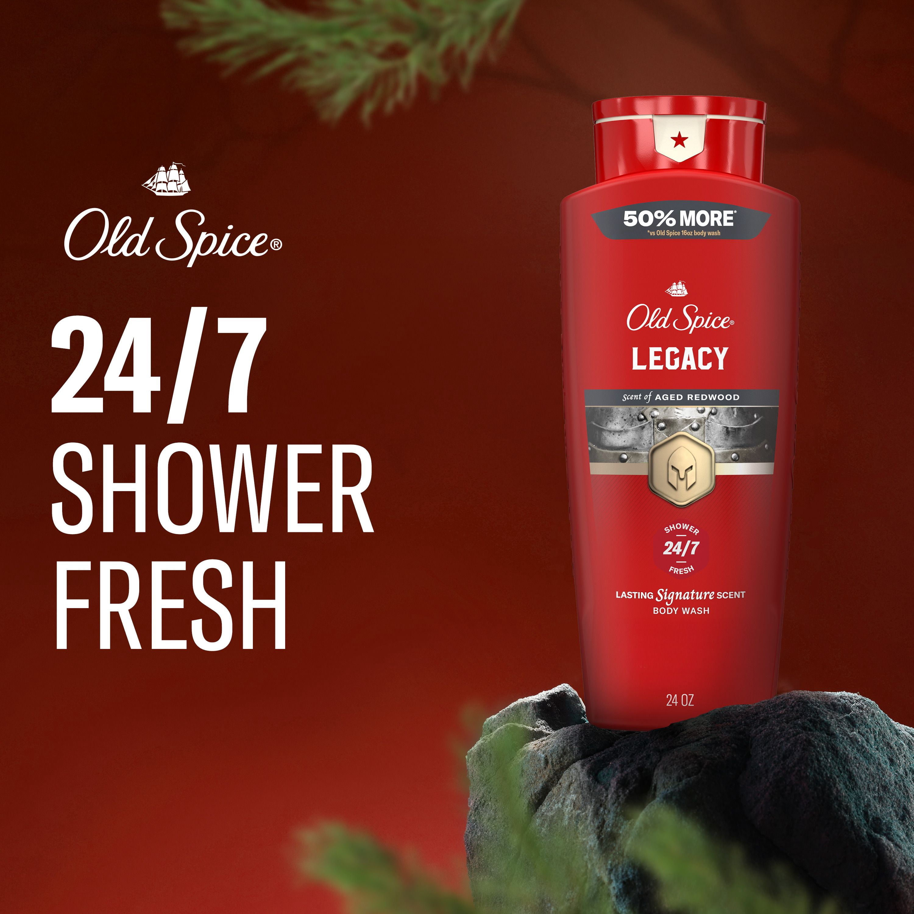 Old Spice Red Collection Body Wash for Men, Legacy Scent, Refreshing Clean, Moisturizing Formula, Long-Lasting Fragrance, 709ml