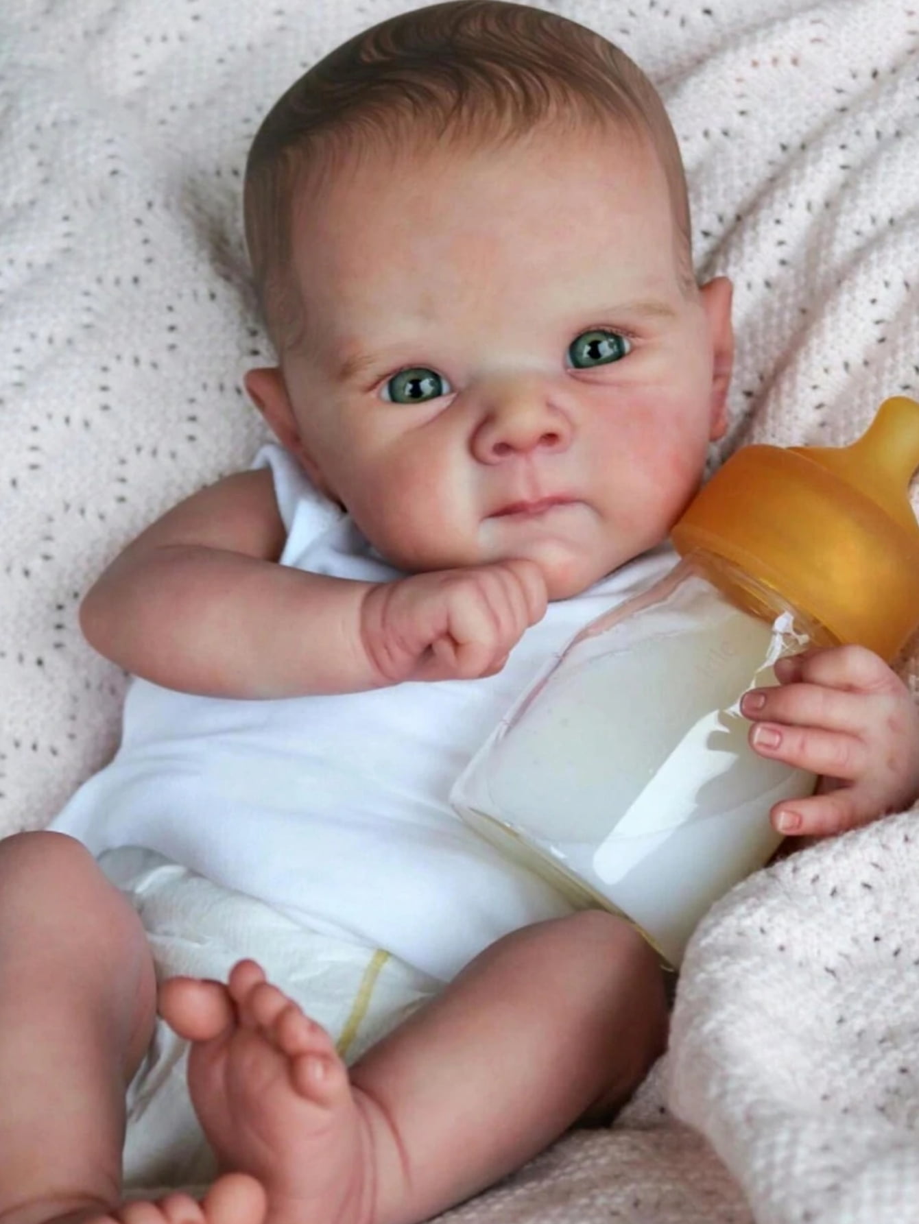 20 Inch Reborn Baby Doll Girl Full Body Vinyl Lifelike Realistic Doll Hand Painted Hair Soft Touch Waterproof Bath Doll Gift for Kids Age 3+