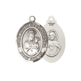 thumbnail image 2 of Medium Men's Oval Pewter Our Lady of Czestochowa Medal Pendant on 24" Rhodium Plated Heavy Curb Brass Chain w/ Lobster Claw Clasp, Catholic Religious Necklace -Made in USA-Velvet Gift Box, 2 of 6