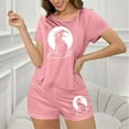 thumbnail image 5 of Feancey Women's Two Piece Pajamas Set Halloween Black Cat Print Sleepwear with Shorts Loungewear Sets Milk Silk Soft Pjs Short Set Birthdal Gifts Pink L, 5 of 7