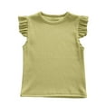 thumbnail image 5 of Sopiago Girls T Shirts Cute Ruffle Short Sleeve Shirts for Toddler Girls Summer Blouse Tunic Tee Tops Light Green,4-5 Years, 5 of 6