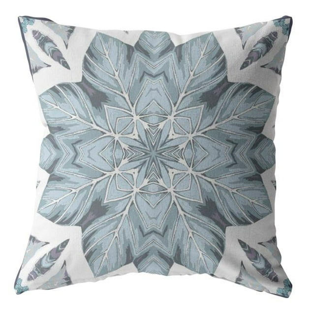 HomeRoots 412649 26 Pouces Forêt Florale Bleue Coussin d'Intérieur et d'Extérieur